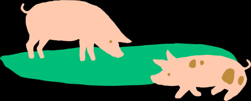 Two Cartoon Pigs Illustration PNG