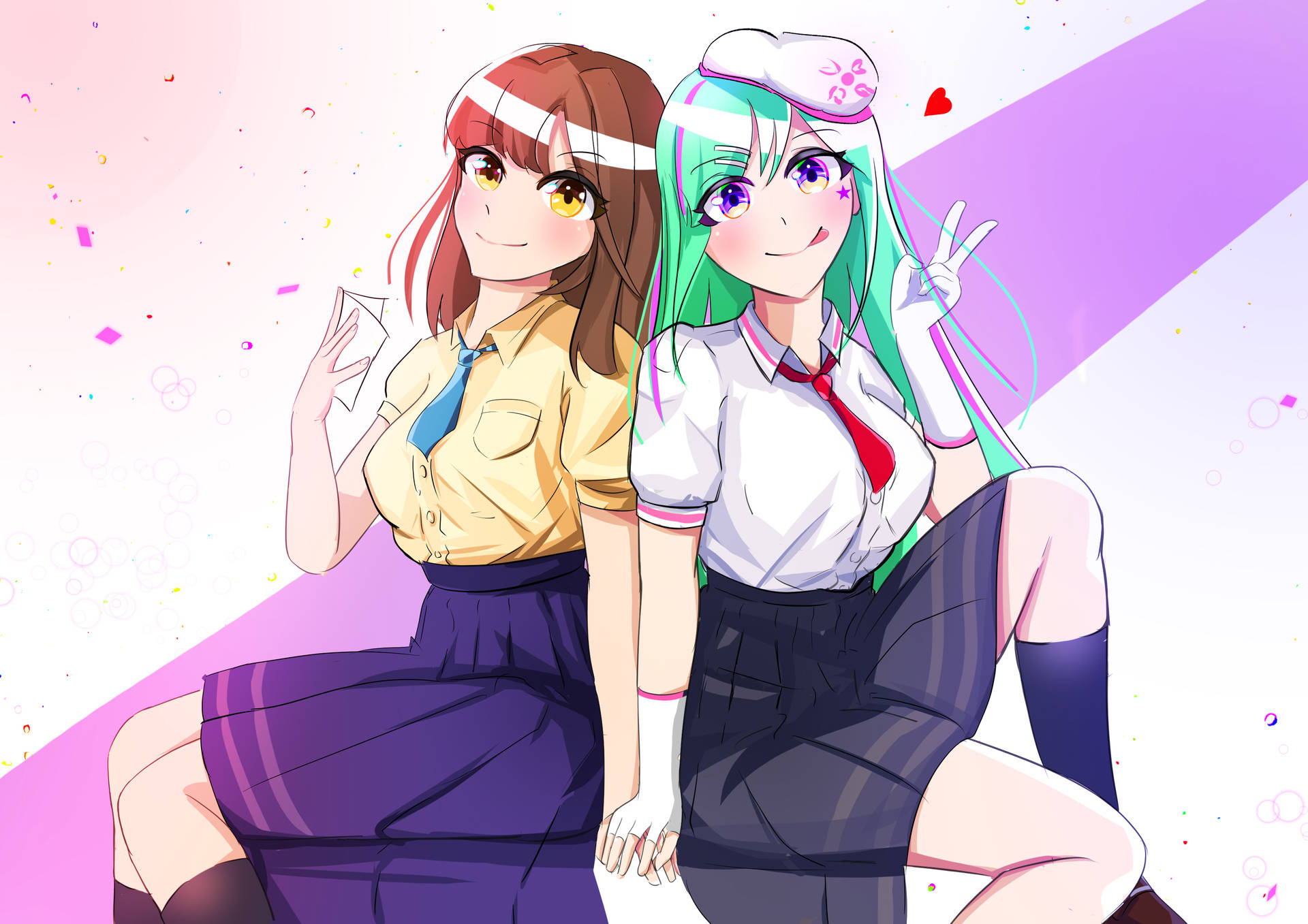 Two Cute Anime Girls Wallpaper