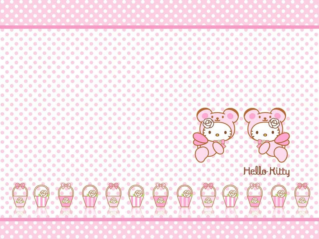 Tvåsöta Rosa Hello Kitty-korgar. Wallpaper