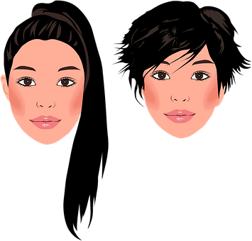 Two Female Faces Illustration PNG