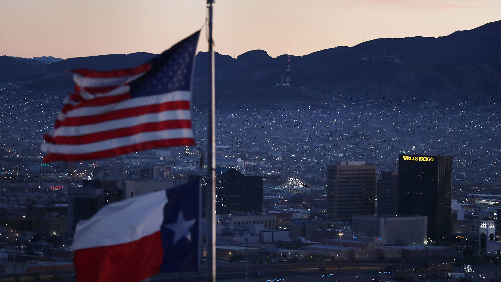 Two Flags Waving In El Paso Wallpaper