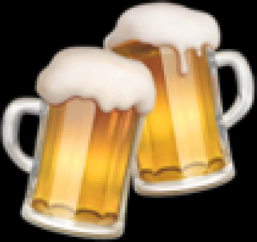 Two Frothy Beer Mugs PNG
