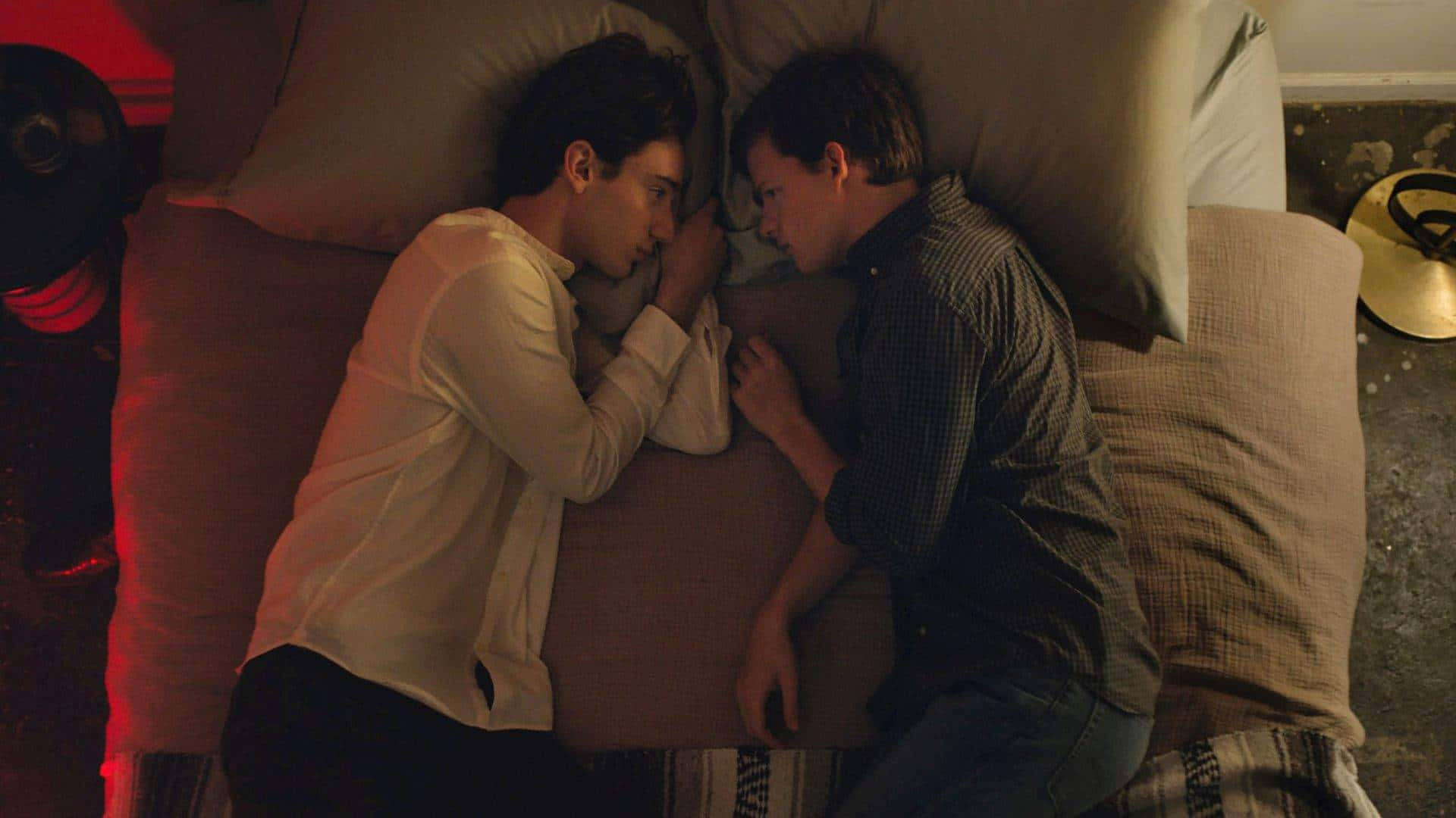 Two Gay Boys Lying In Bed Background