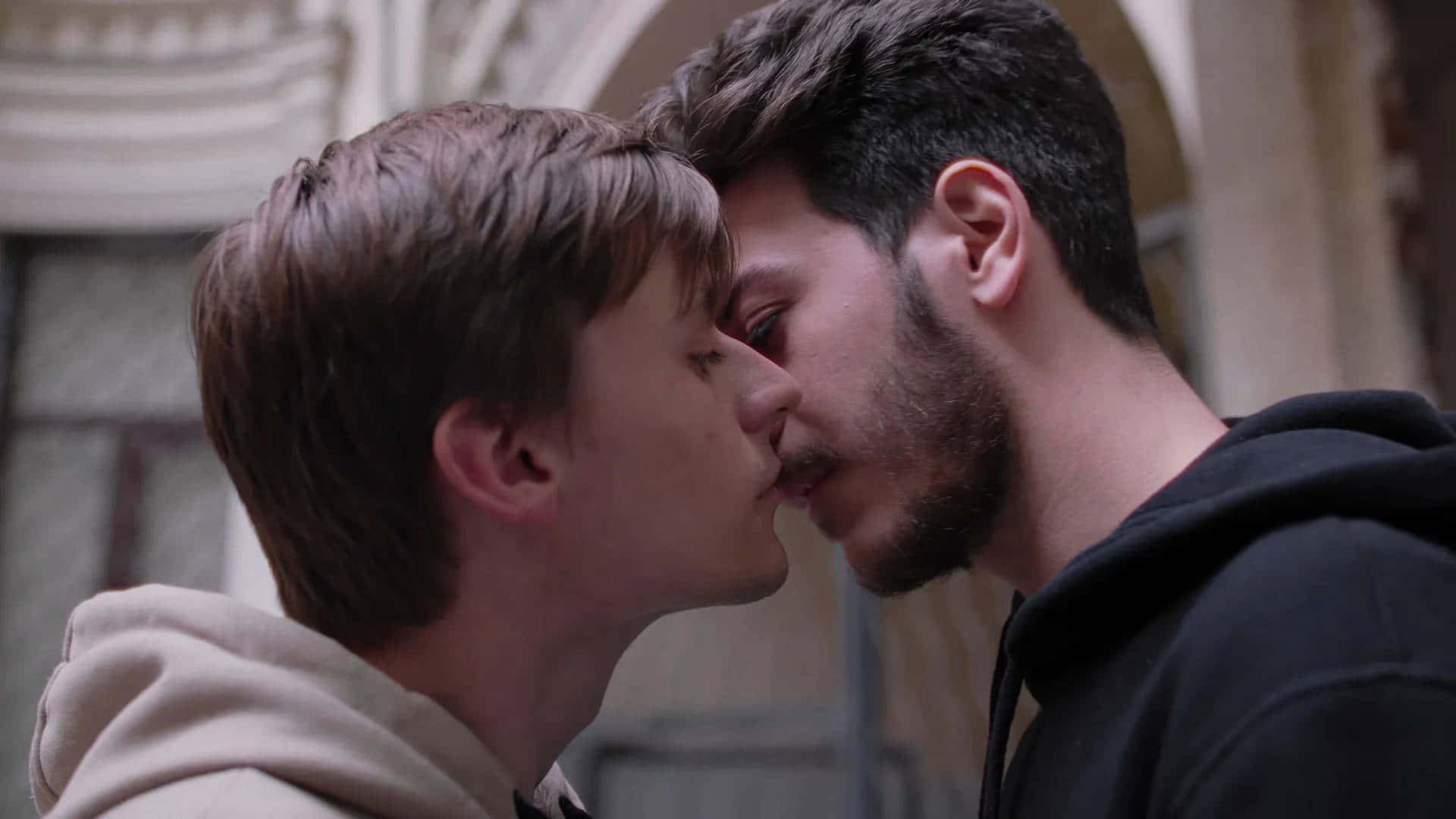 Two Gay Boys Sharing A Kiss Wallpaper