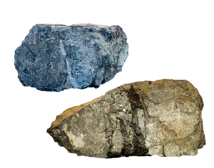 Two Geological Samples Black Background PNG