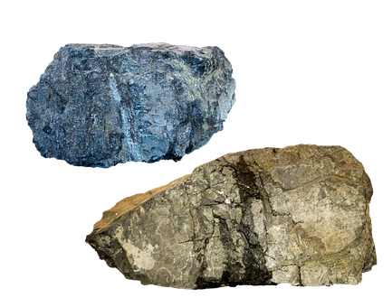 Two Geological Specimenson Black Background PNG