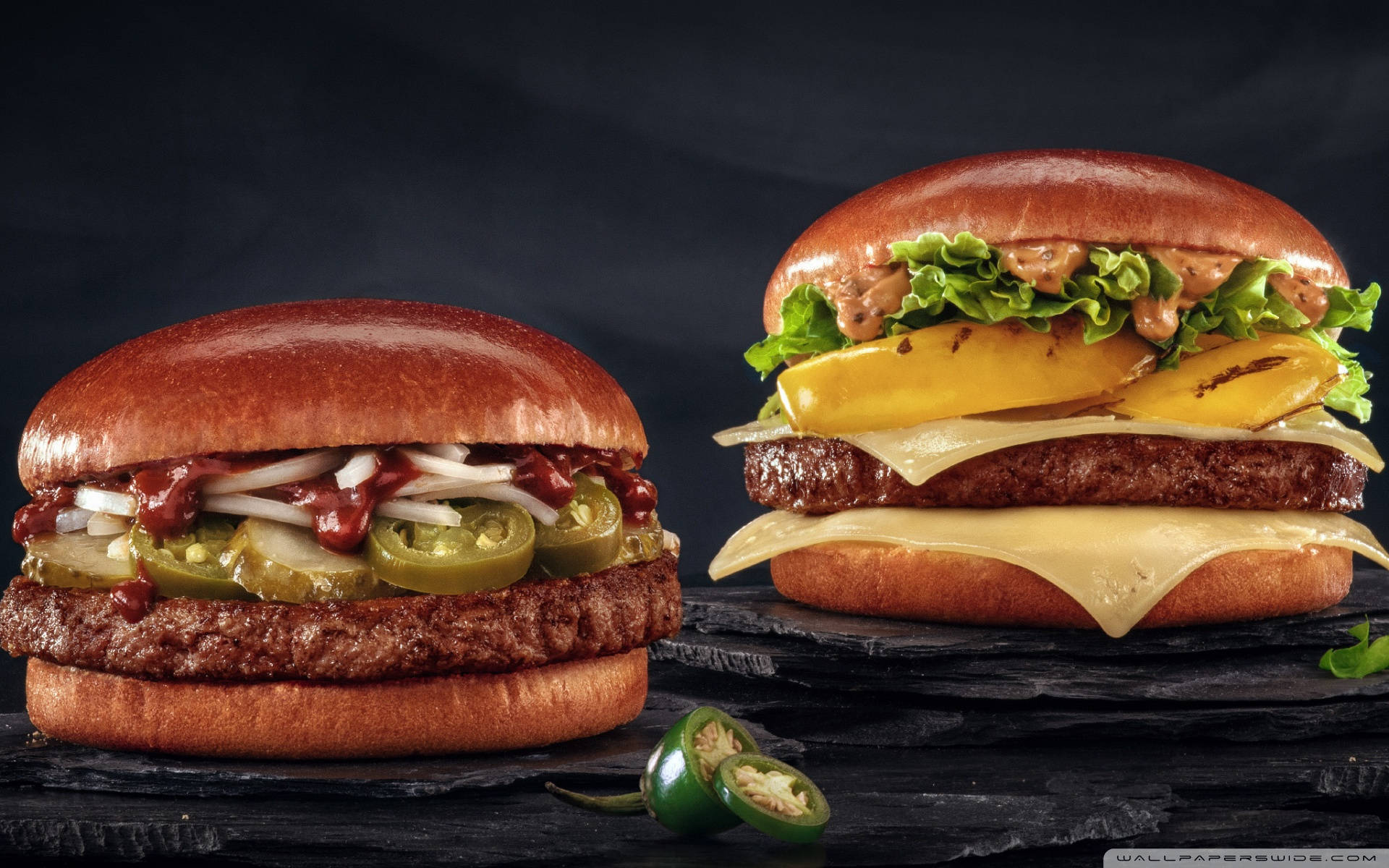 Two Grilled Cheeseburgers Wallpaper