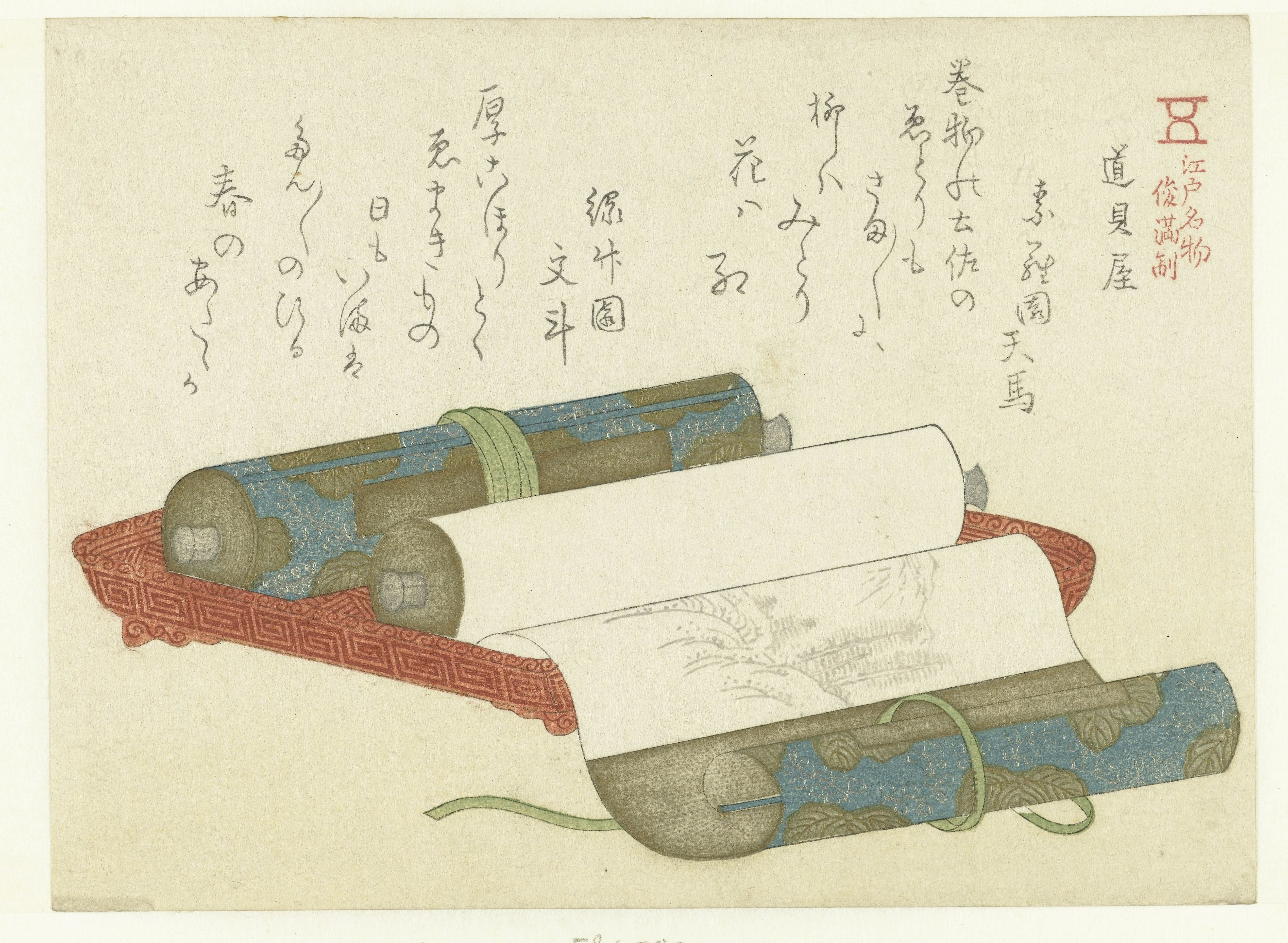 Two Handscrolls on a Tray Wallpaper