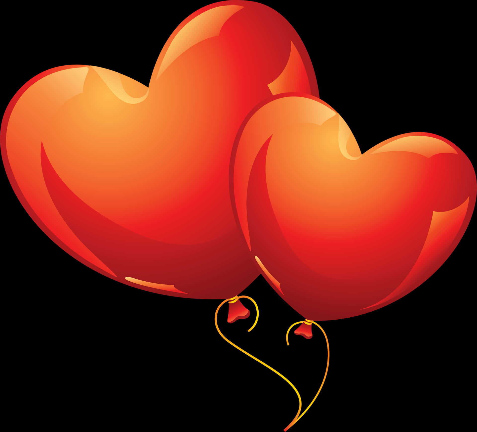 Two Heart Balloons Illustration PNG