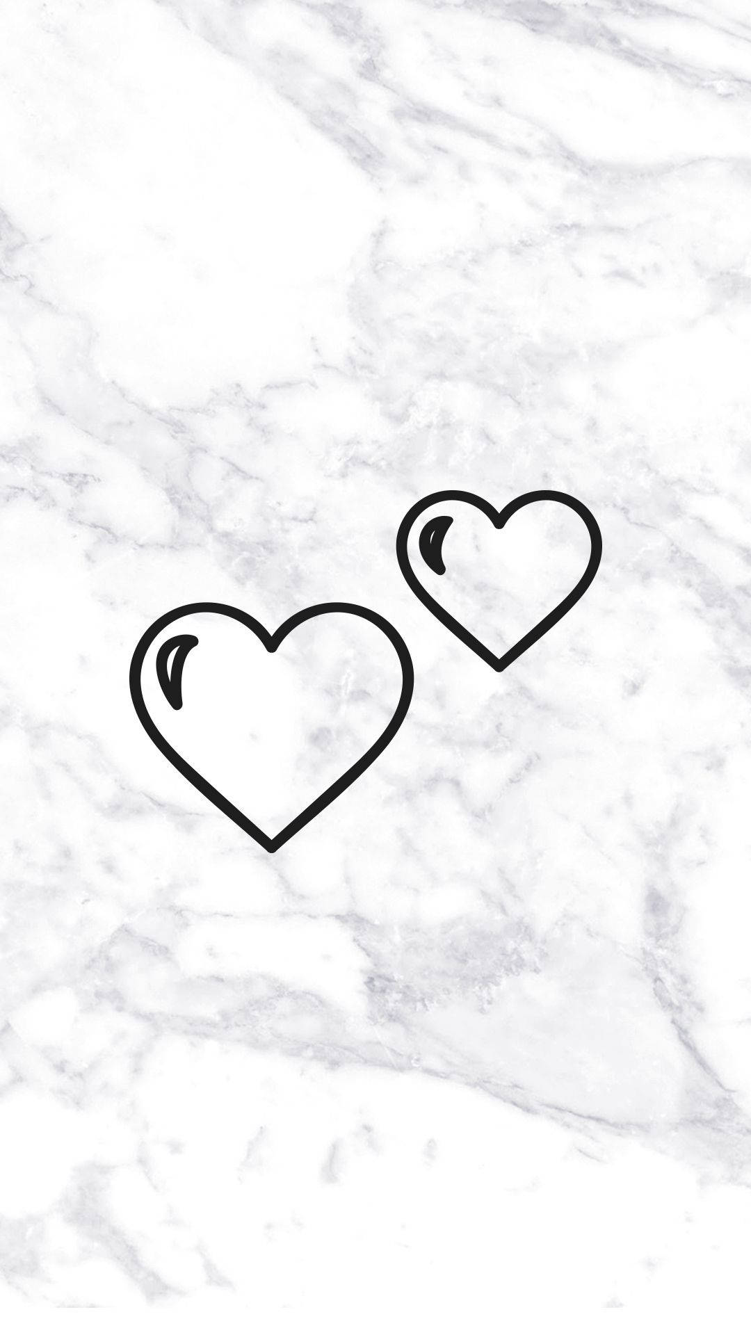 Two Hearts Black White Marble Iphone Wallpaper