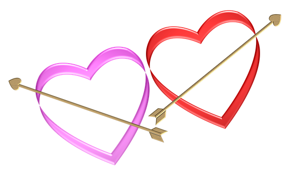 Two Hearts Piercedby Arrows PNG