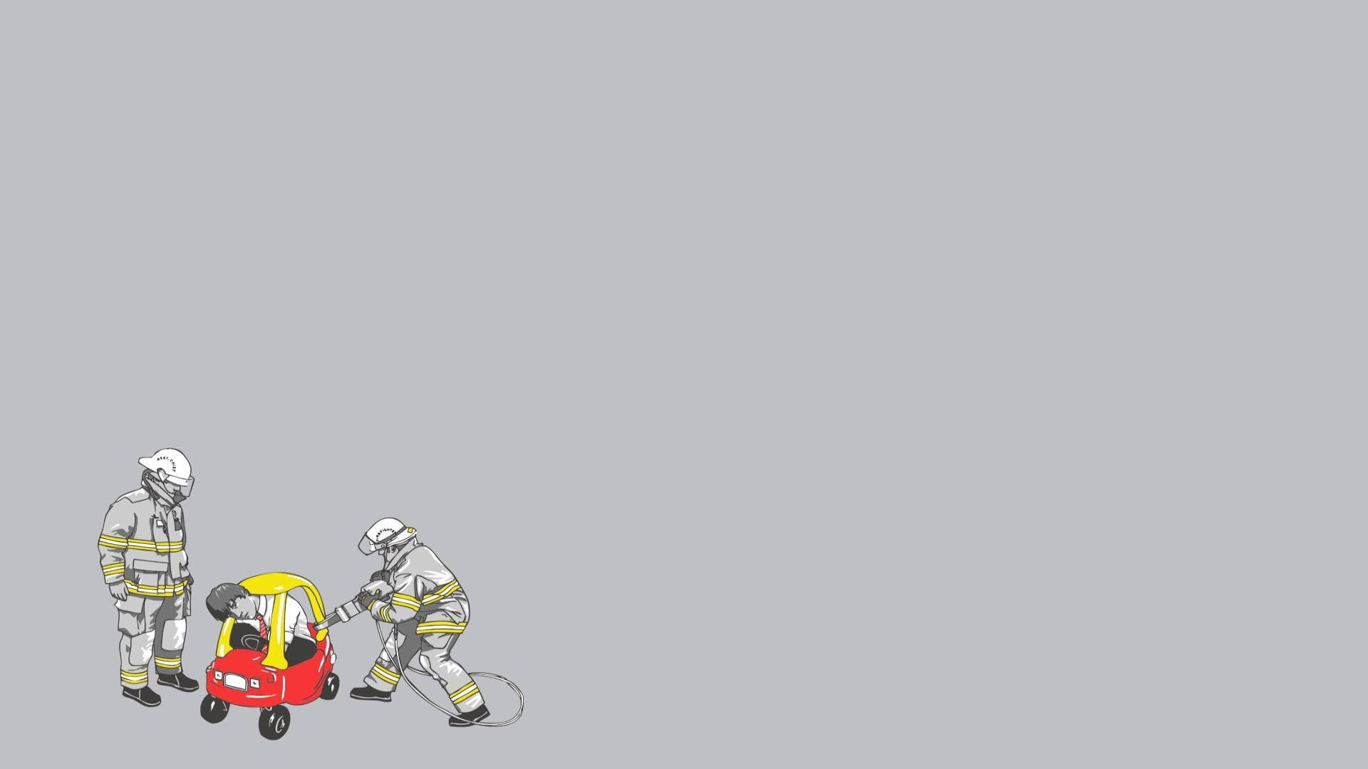 Two Illustrated Firefighters In Action Wallpaper
