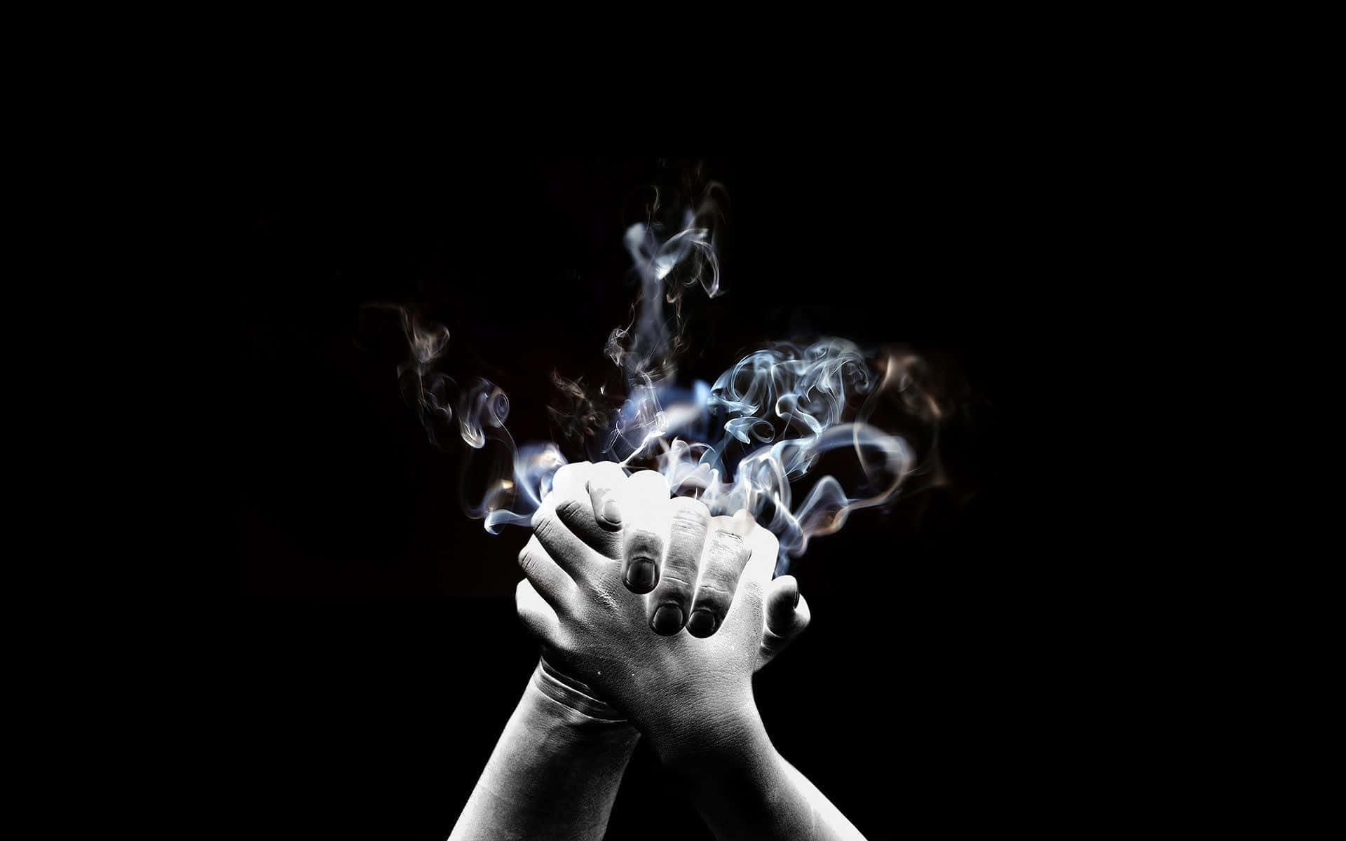 Two Joint Hands With Smoke Wallpaper
