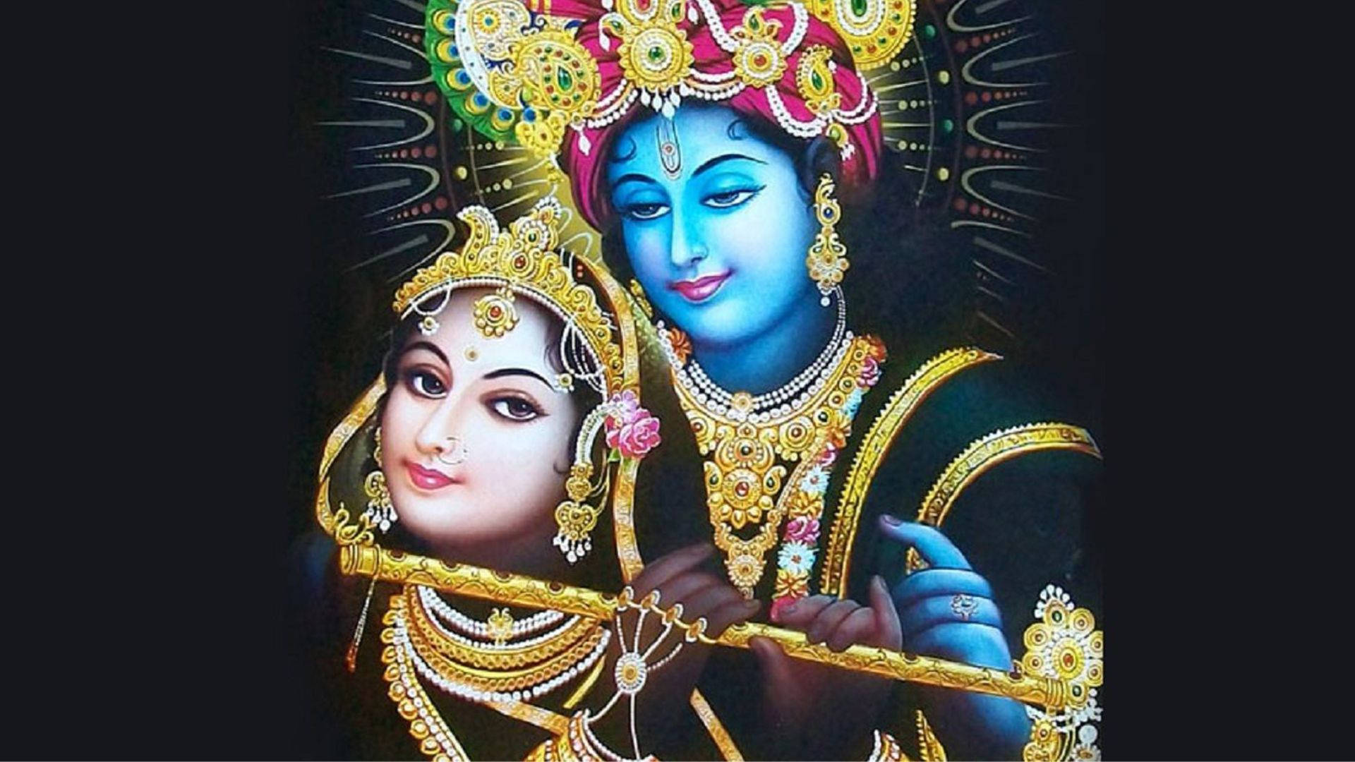 Two Krishnas With Flutes Wallpaper