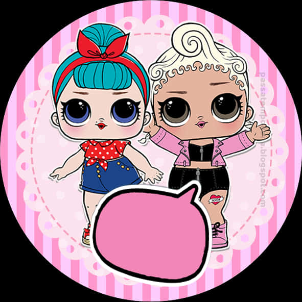Two L O L Dolls Cartoon Illustration PNG