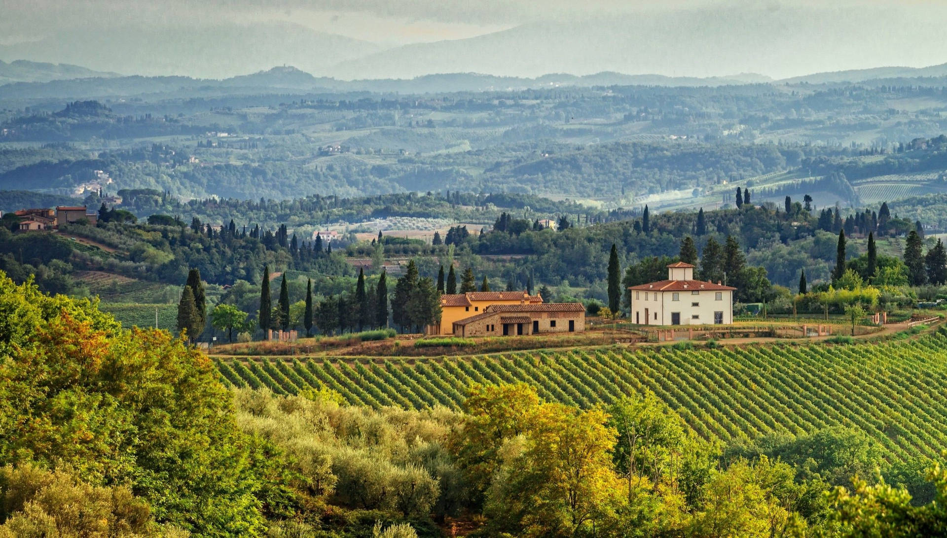 Two Large Houses In Tuscany Wallpaper