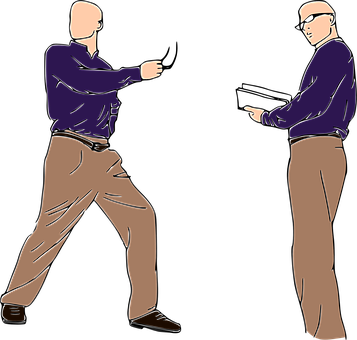 Two Men Confrontation Vector PNG