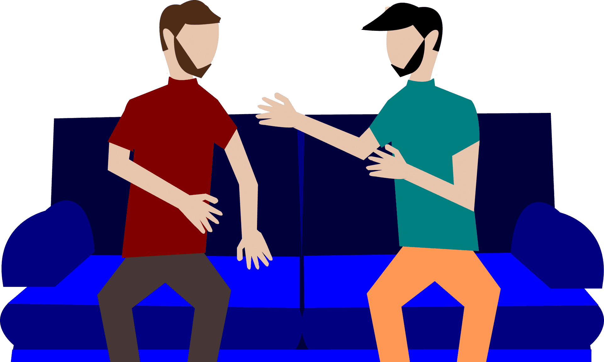 Two Men Conversation Couch Illustration PNG