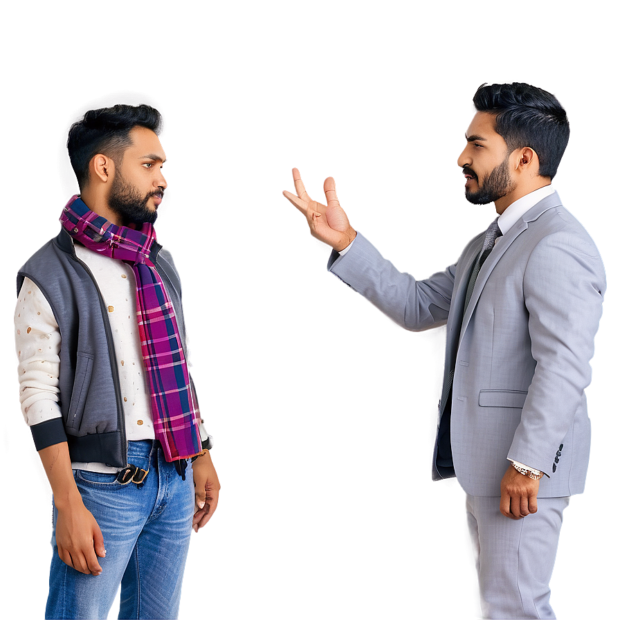 Two Men Engagedin Discussion PNG