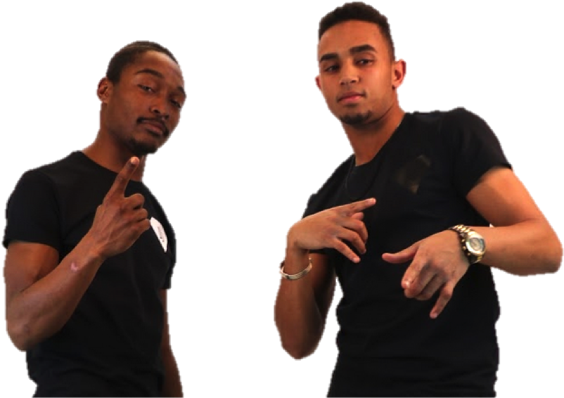Two Men Pointing Gestures PNG