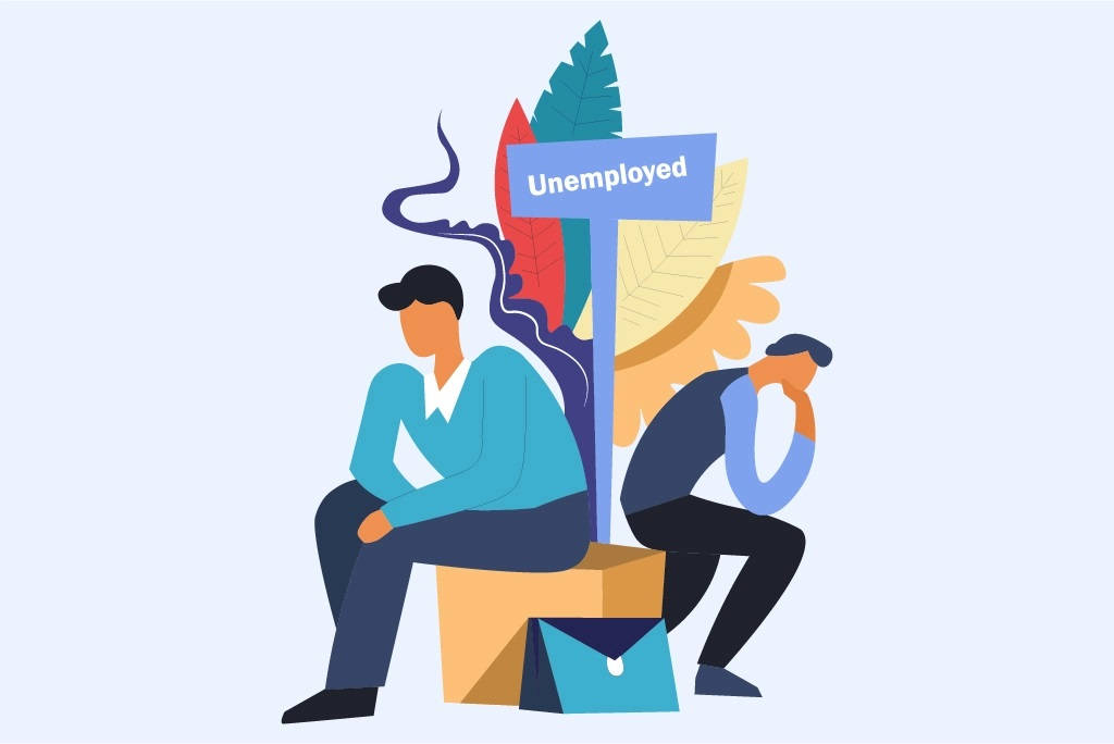 Two Men Showing The Effects Of Unemployment Vector Illustration Wallpaper