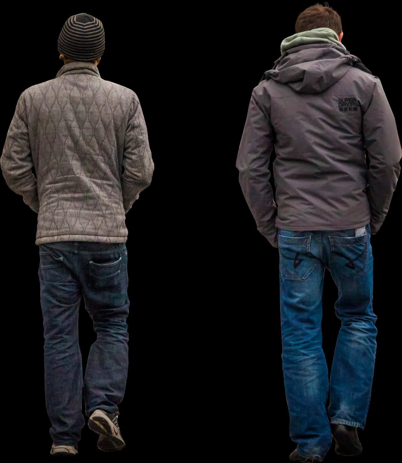 Two Men Standing Back View PNG