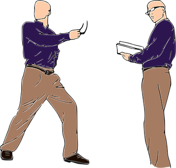 Two Men Standing Opposite Vector PNG