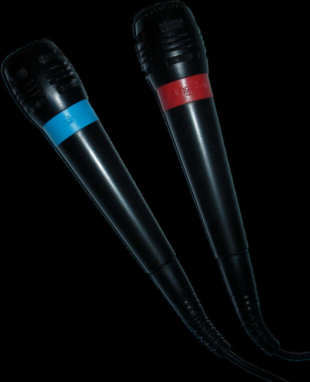 Two Microphones Black Background PNG