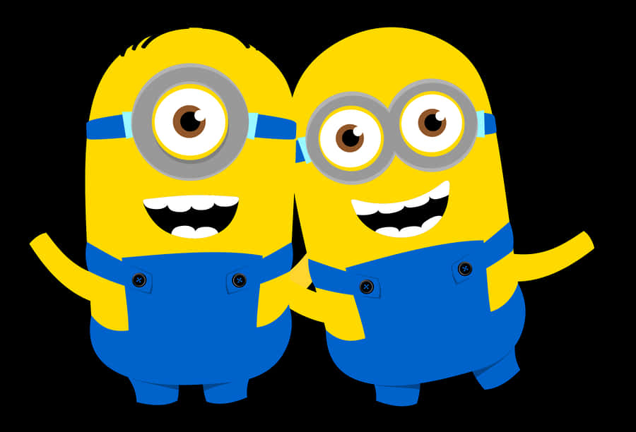 Two Minions Smiling Clipart PNG