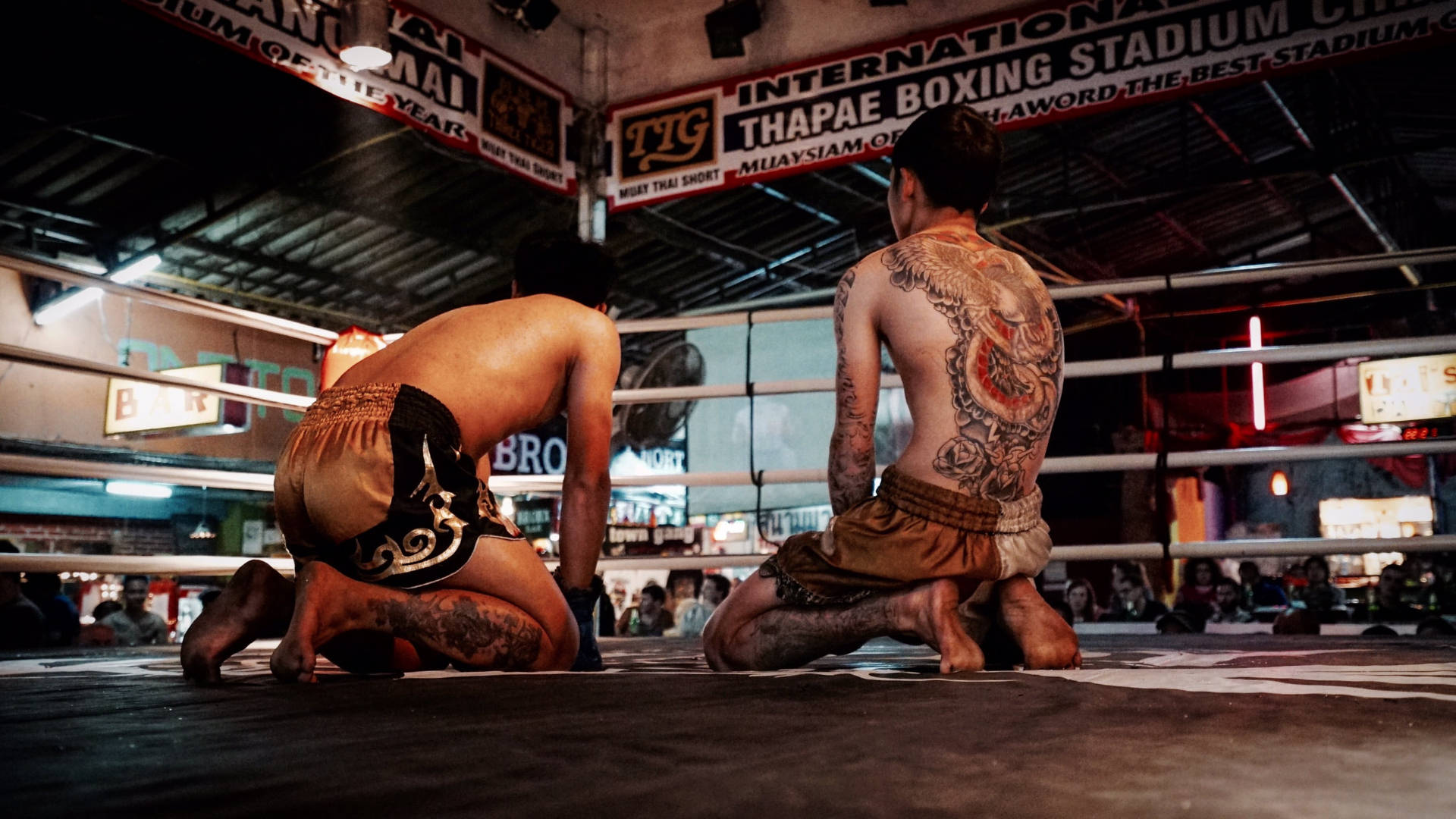 Duking It Out: To Muay Thai-kunstnere der kæmper mod hinanden. Wallpaper