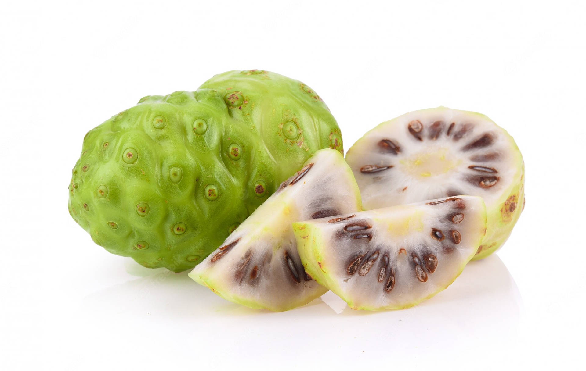 Two Noni Fruits And Slices Wallpaper