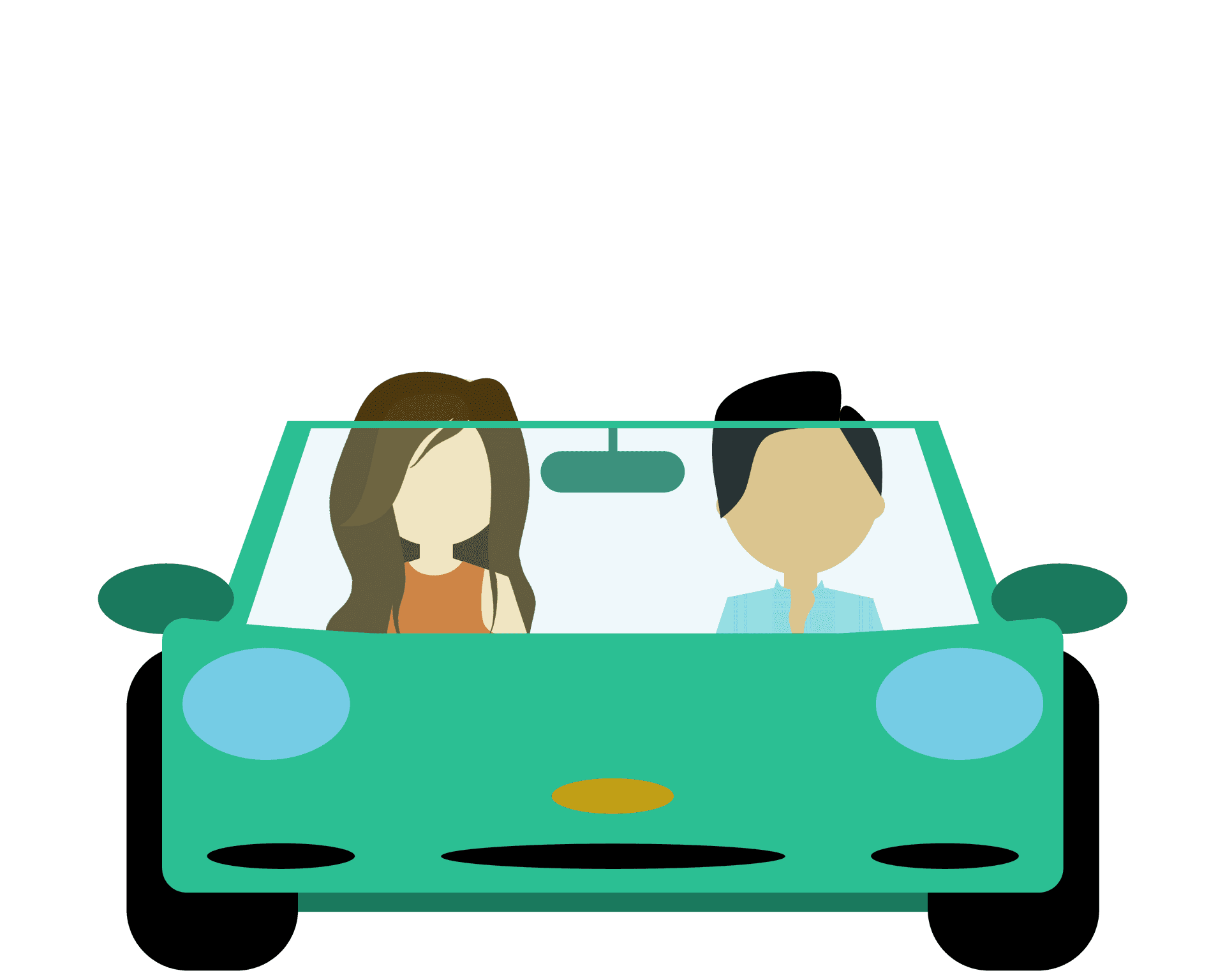 Two People Driving Cartoon PNG