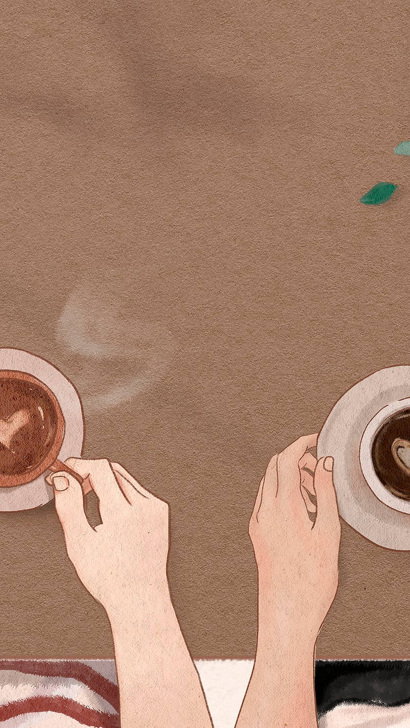Two People Having Coffee Aesthetic Artwork Wallpaper