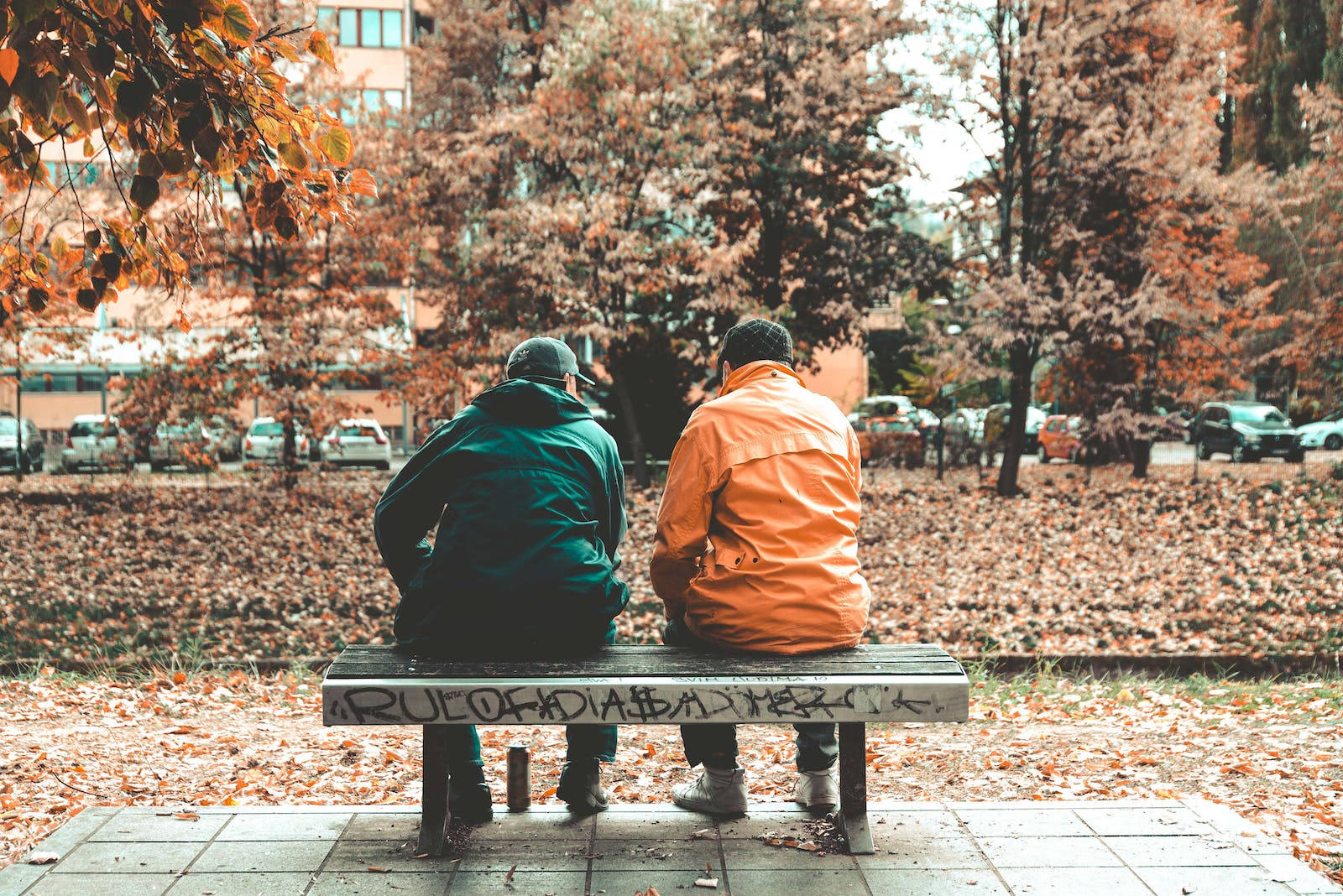Two People On Bench Best Autumn Wallpaper