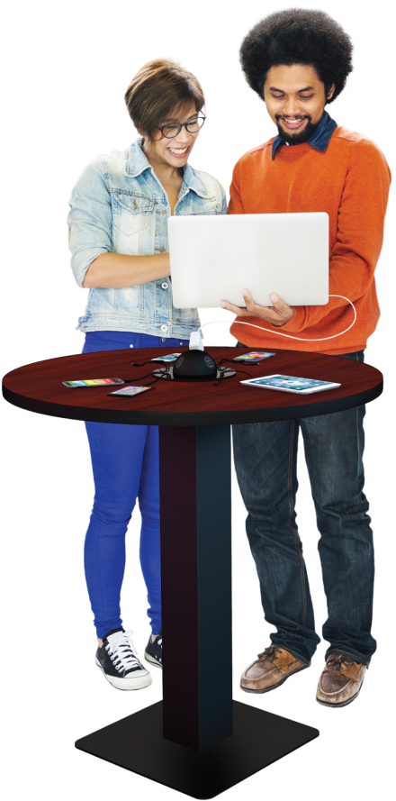 Two People Using Laptop Standing PNG