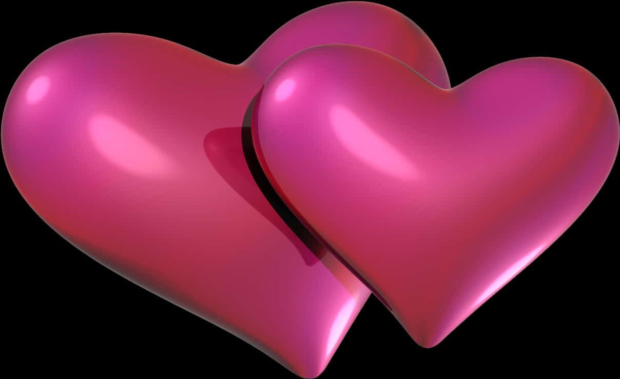 Two Pink Hearts Together PNG