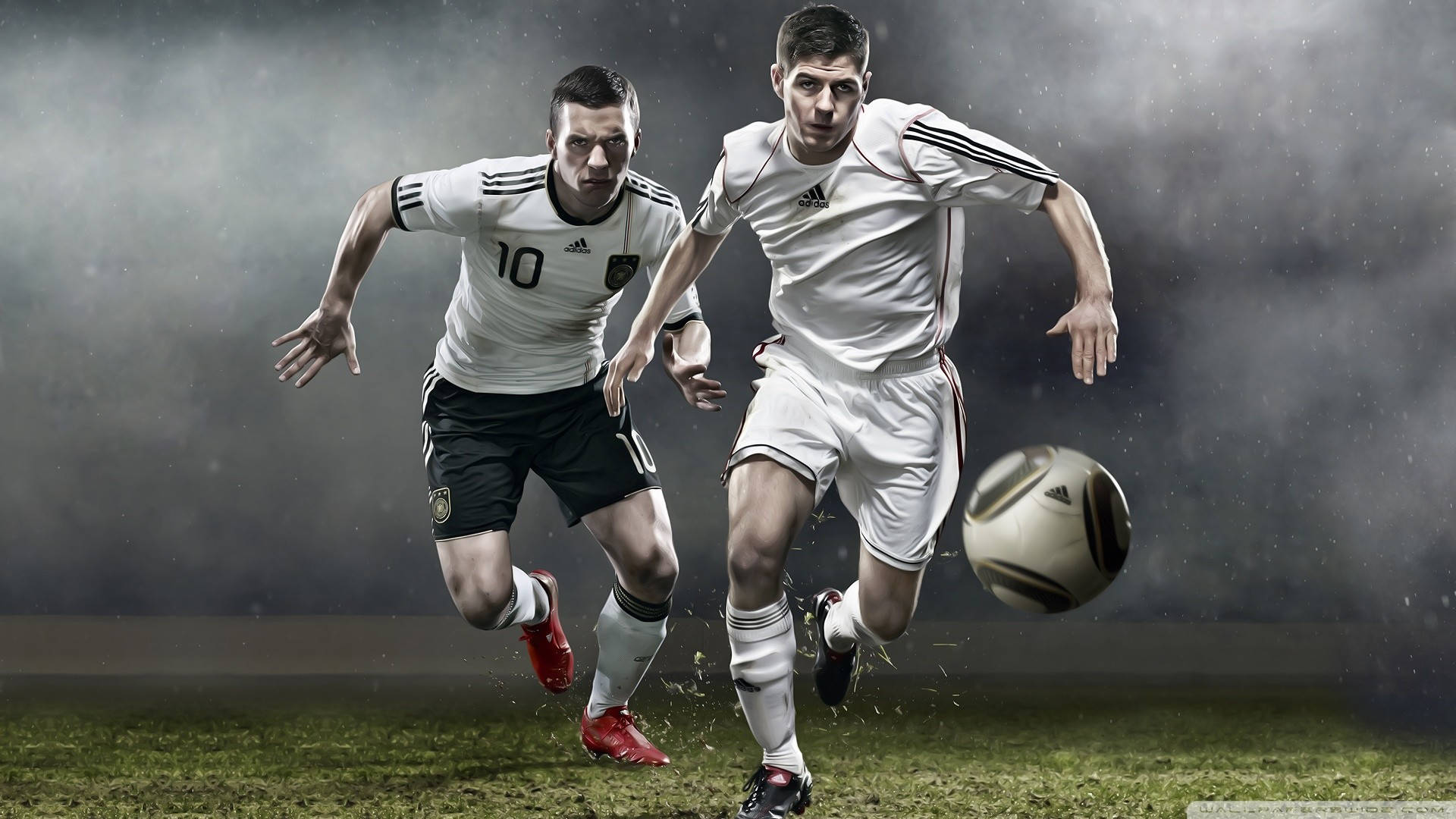 Zweispieler Spielen Fußball In Hd Wallpaper