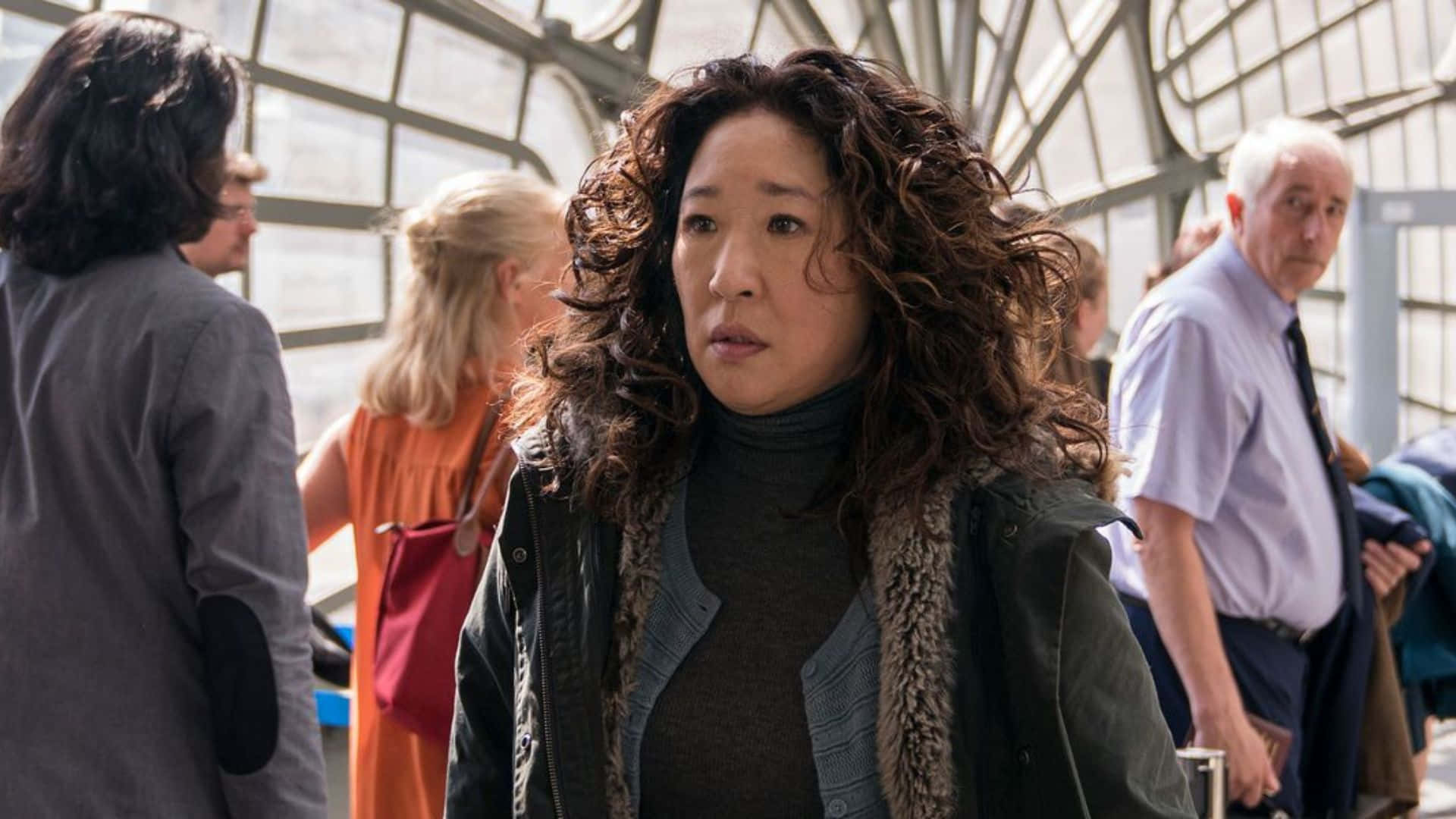 Two Protagonists Of Killing Eve Drama Series Wallpaper