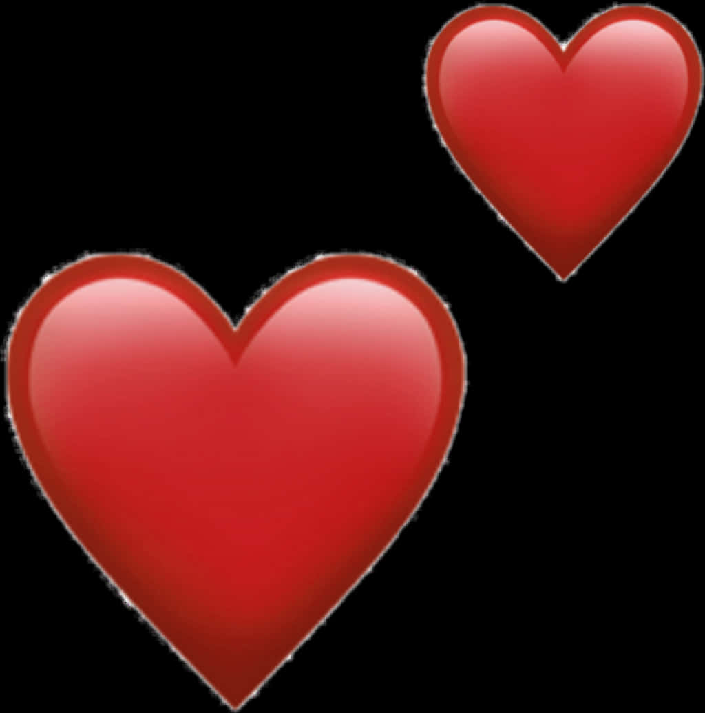 Two Red Hearts Black Background PNG