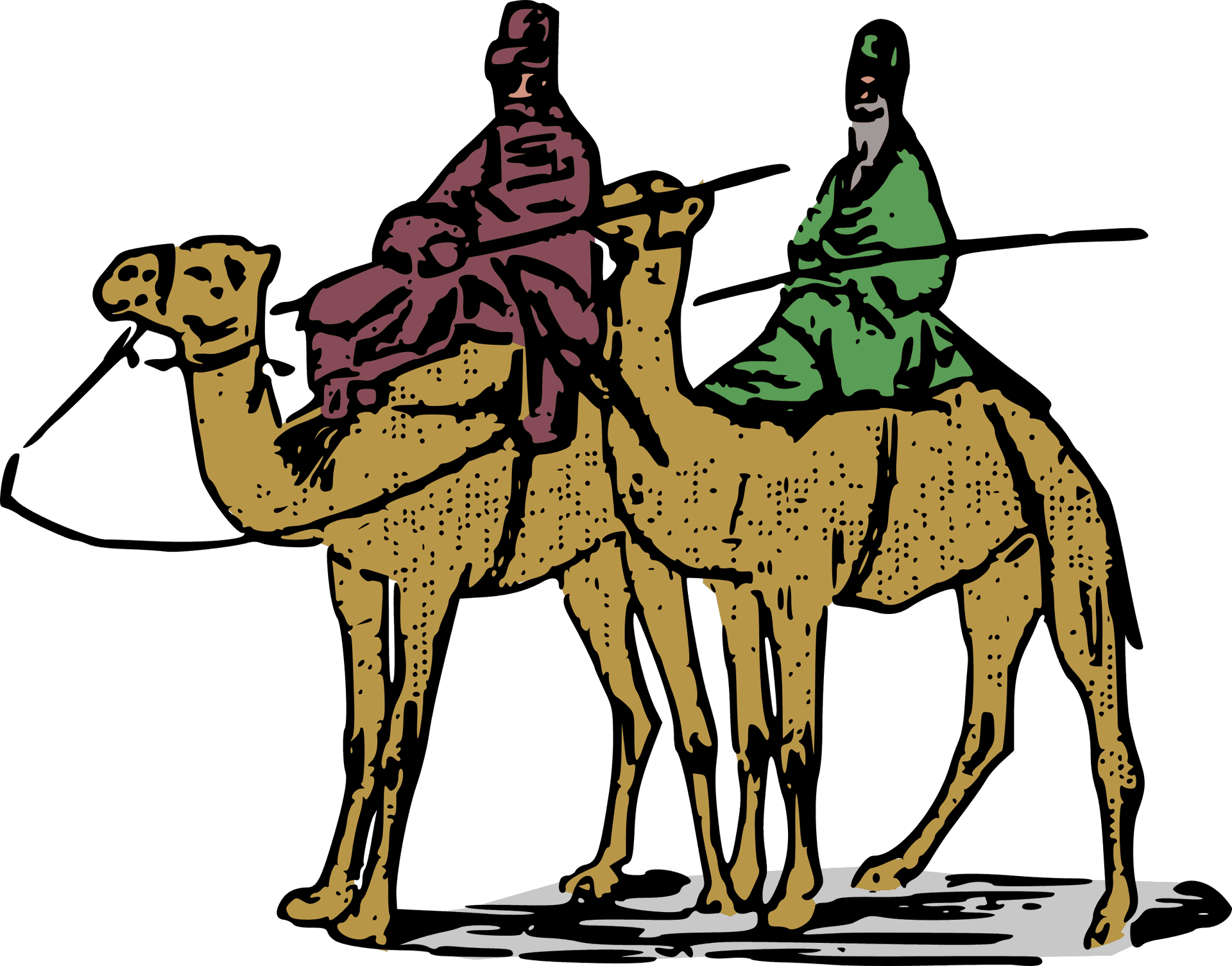 Two Riderson Camel Illustration PNG