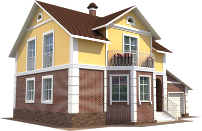 Two Story Suburban House Rendering PNG