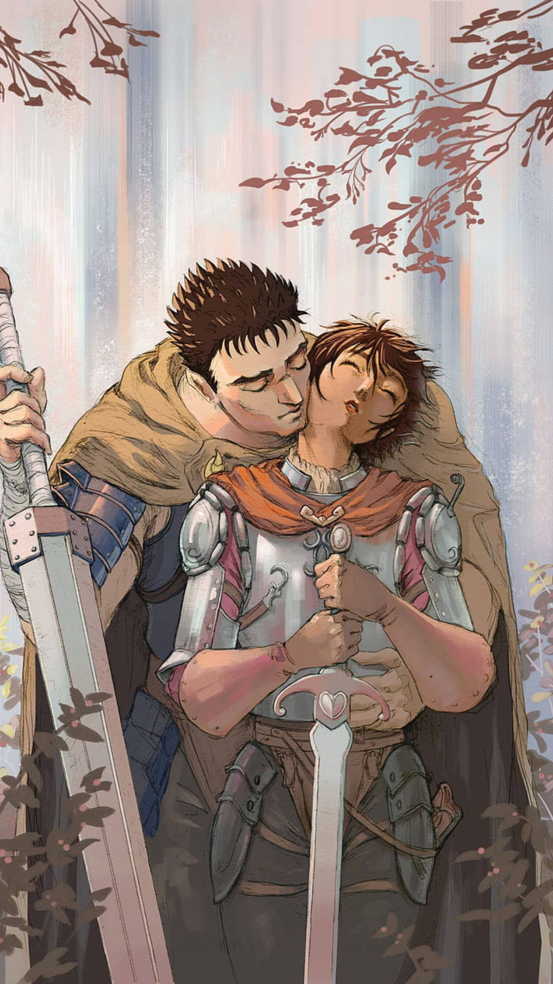 Two Swordsman Anime Hug Wallpaper
