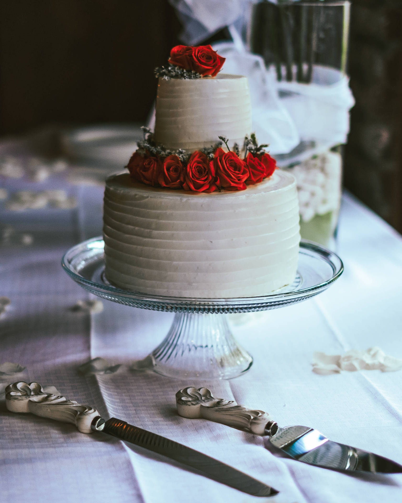 Two Tiered Small Wedding Cake Wallpaper