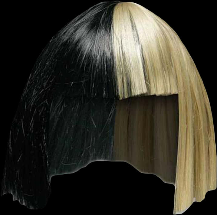 Two Tone Blackand Blonde Wig PNG