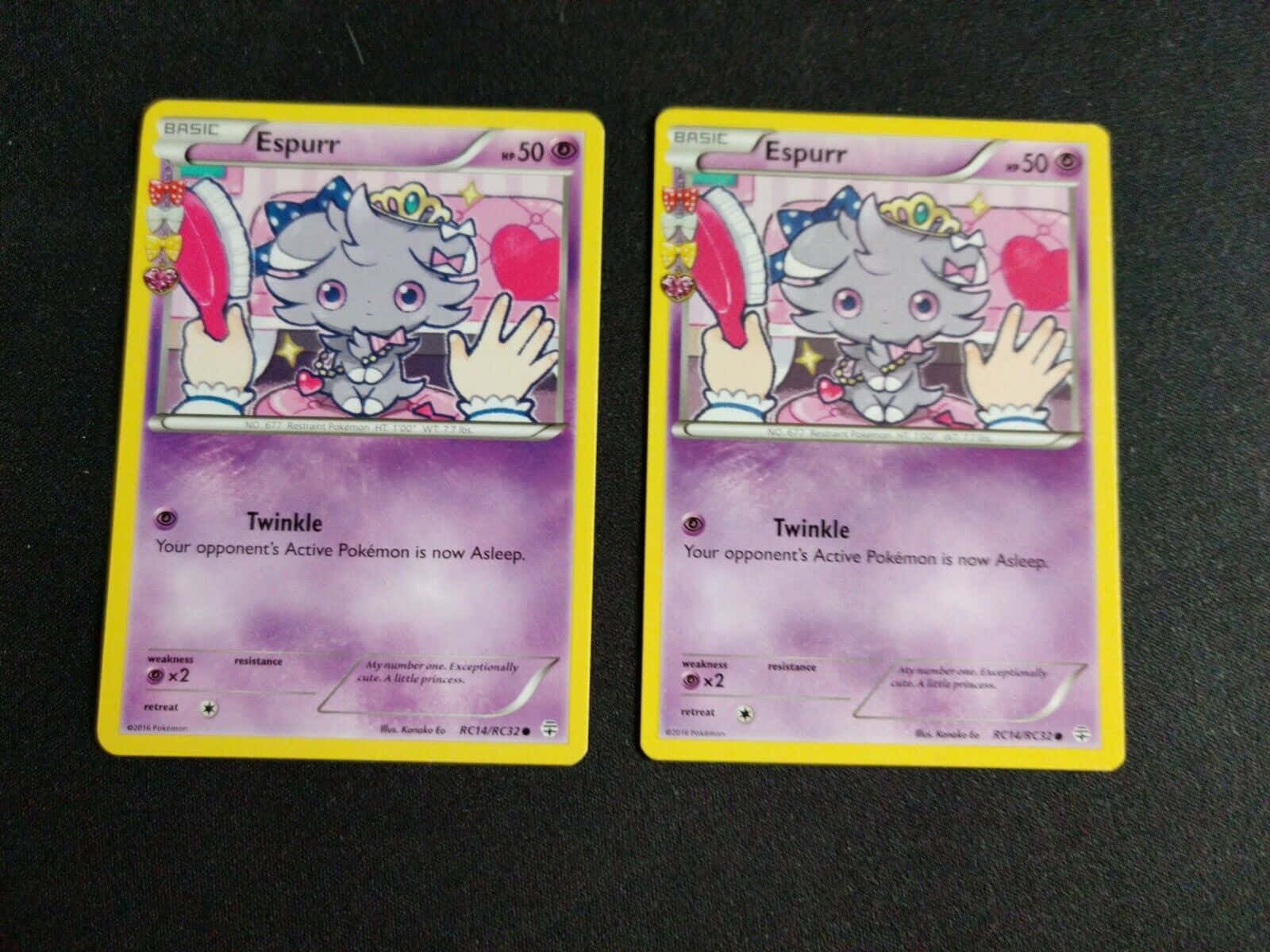 Two Twinkle Pokémon Cards Of Espurr Wallpaper