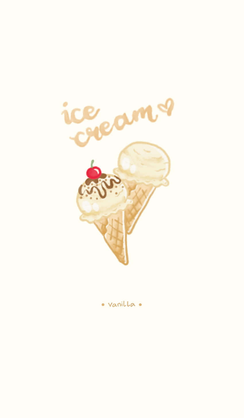 Two Vanilla Cute Ice Cream Wallpaper