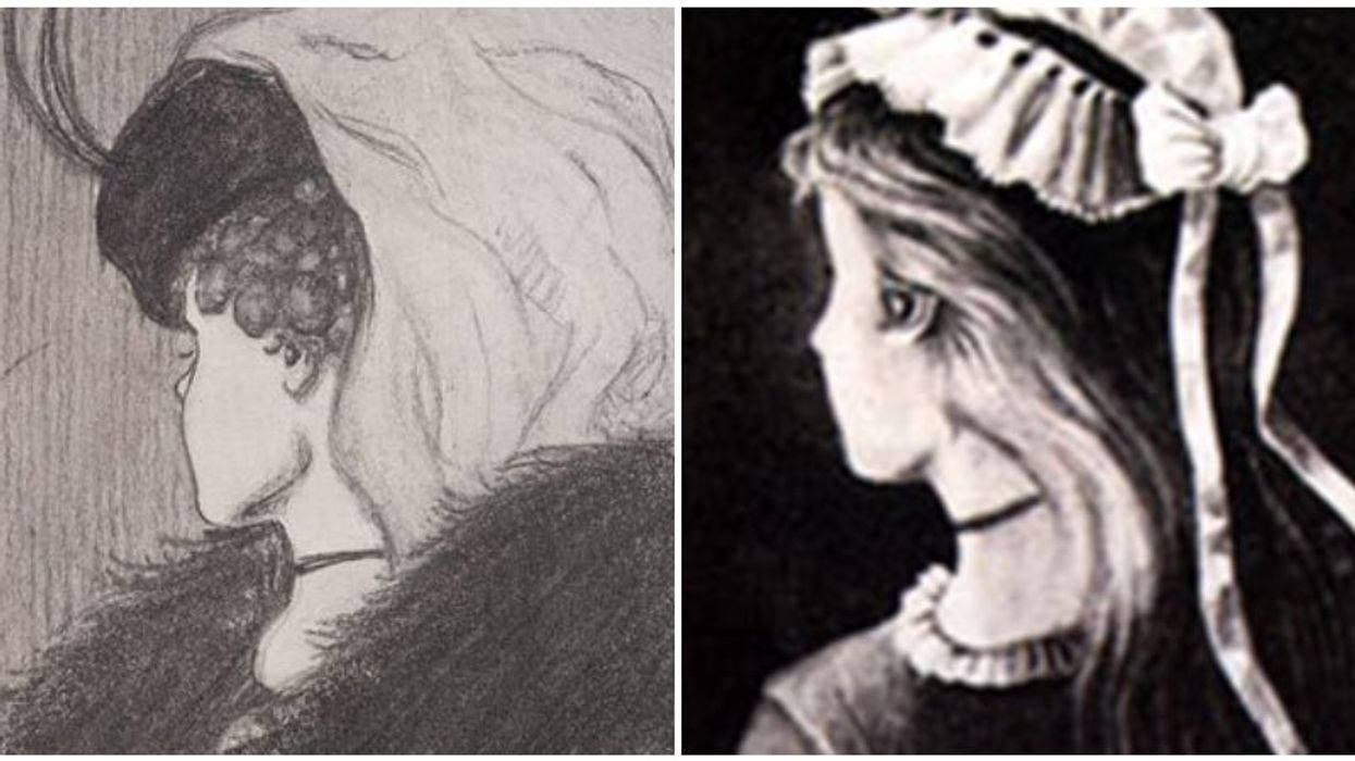 To Versioner af den Ambiguous Kvinde Omgivet af Exotiske Dyr Wallpaper