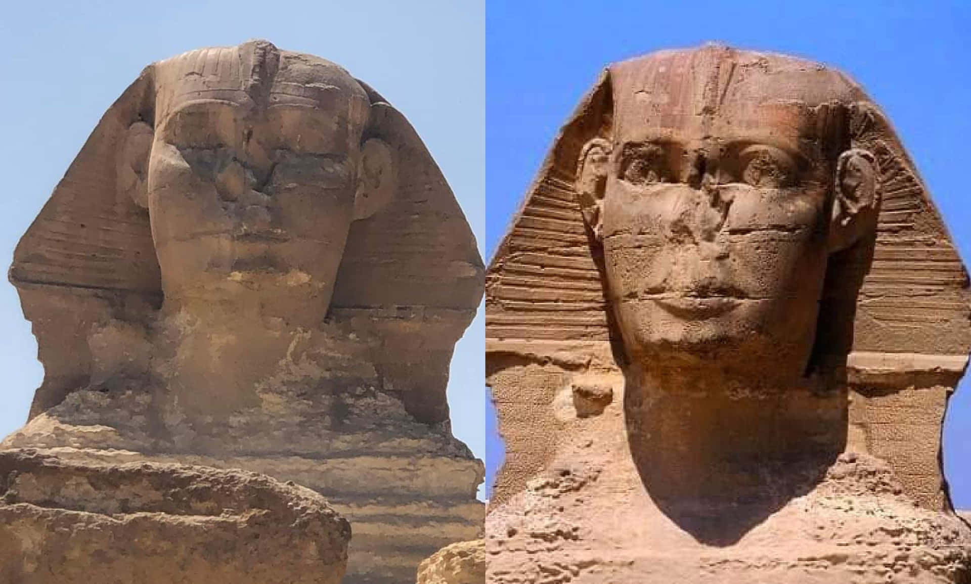 Two Versions Of The Great Sphinx Of Giza Egypt Wallpaper