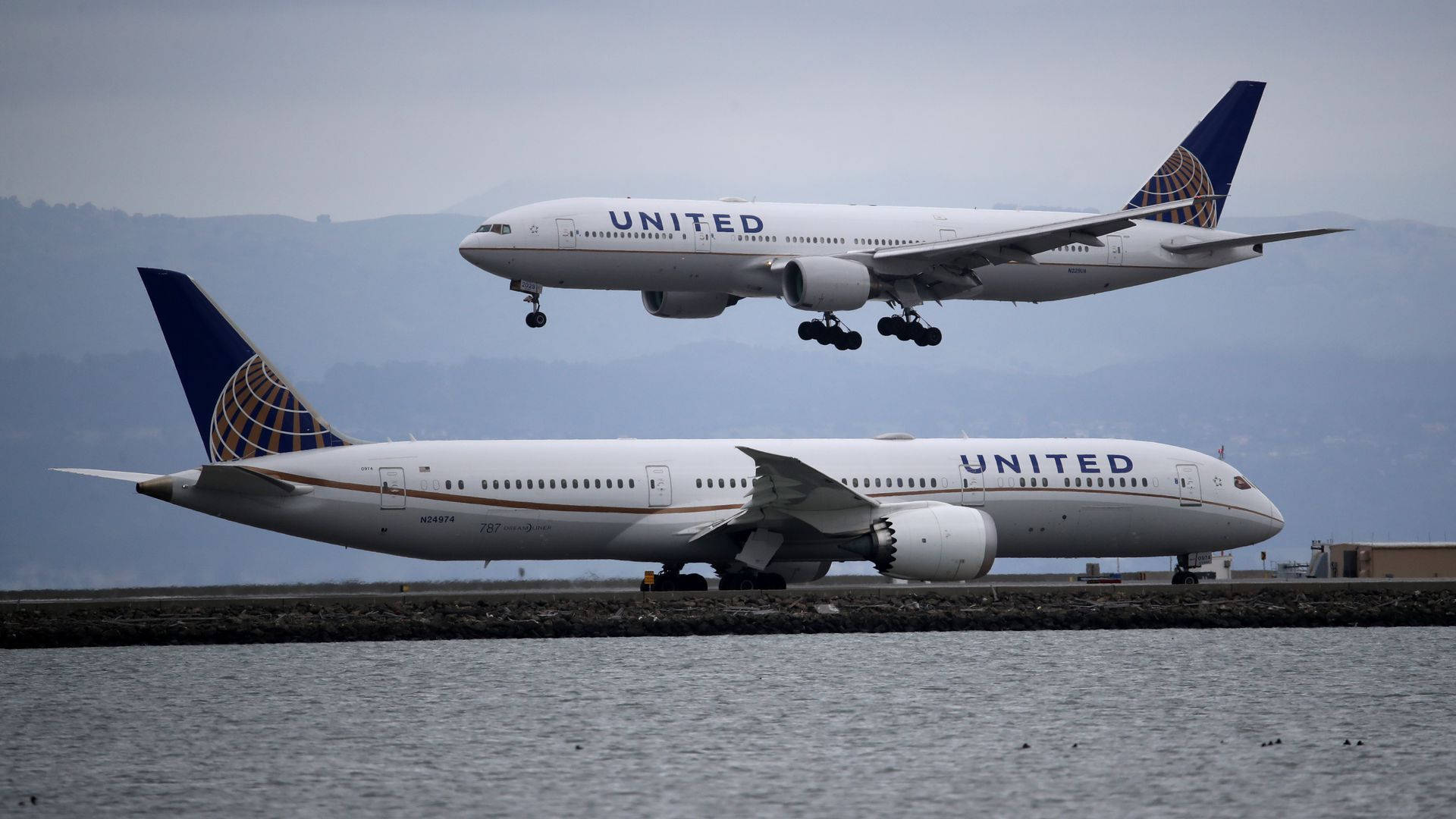 Dosaviones Blancos De United Airlines. Fondo de pantalla