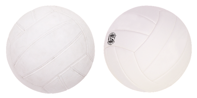 Two White Volleyballs Black Background PNG